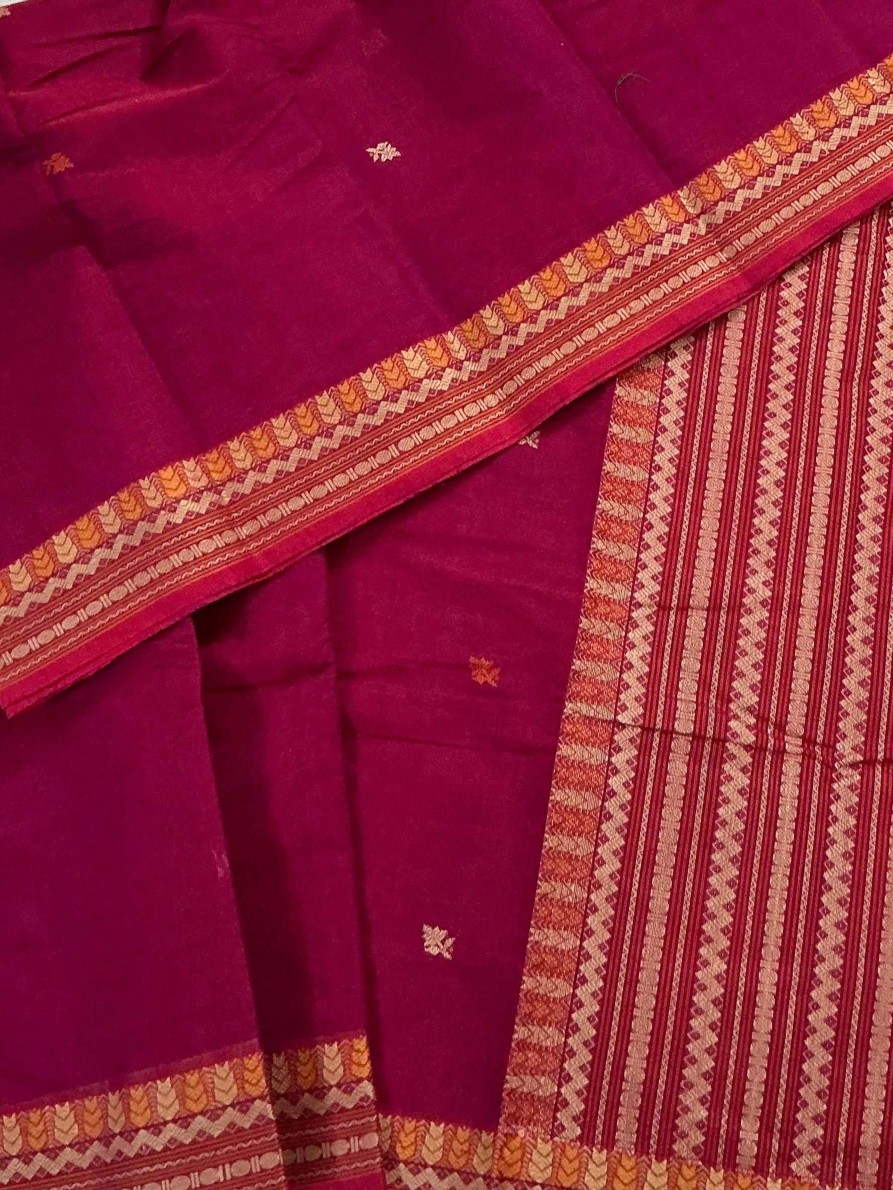 Handwoven Kanchi cotton :  Dark Reddish Pink